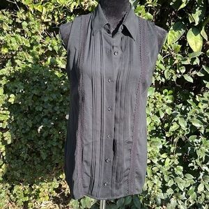 Cabi Women’s Small Black Button-Down Top Blouse Casual Work Office Shirt
